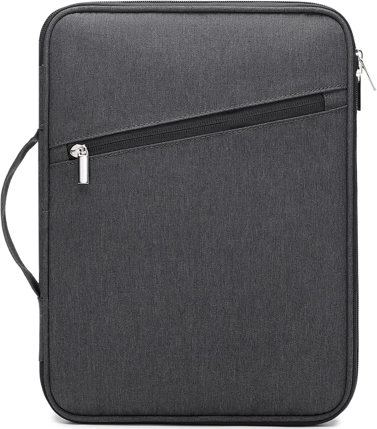 A4 Document Portable Organizer Bag Waterproof Portfolio Office Zipper Case for Travel Office Business Holiday Meeting Interview (Dark Grey)