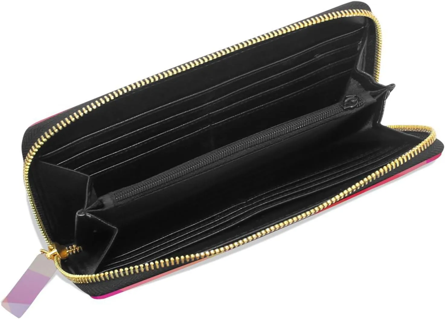 Abstract Seamless Triangles in Colorful Gradient Pattern Leather Long Wallet Organizer with Zipper Purse Clutch Bag for Women Men Key Card Coin Passport Checkbook 8 x 4 inch