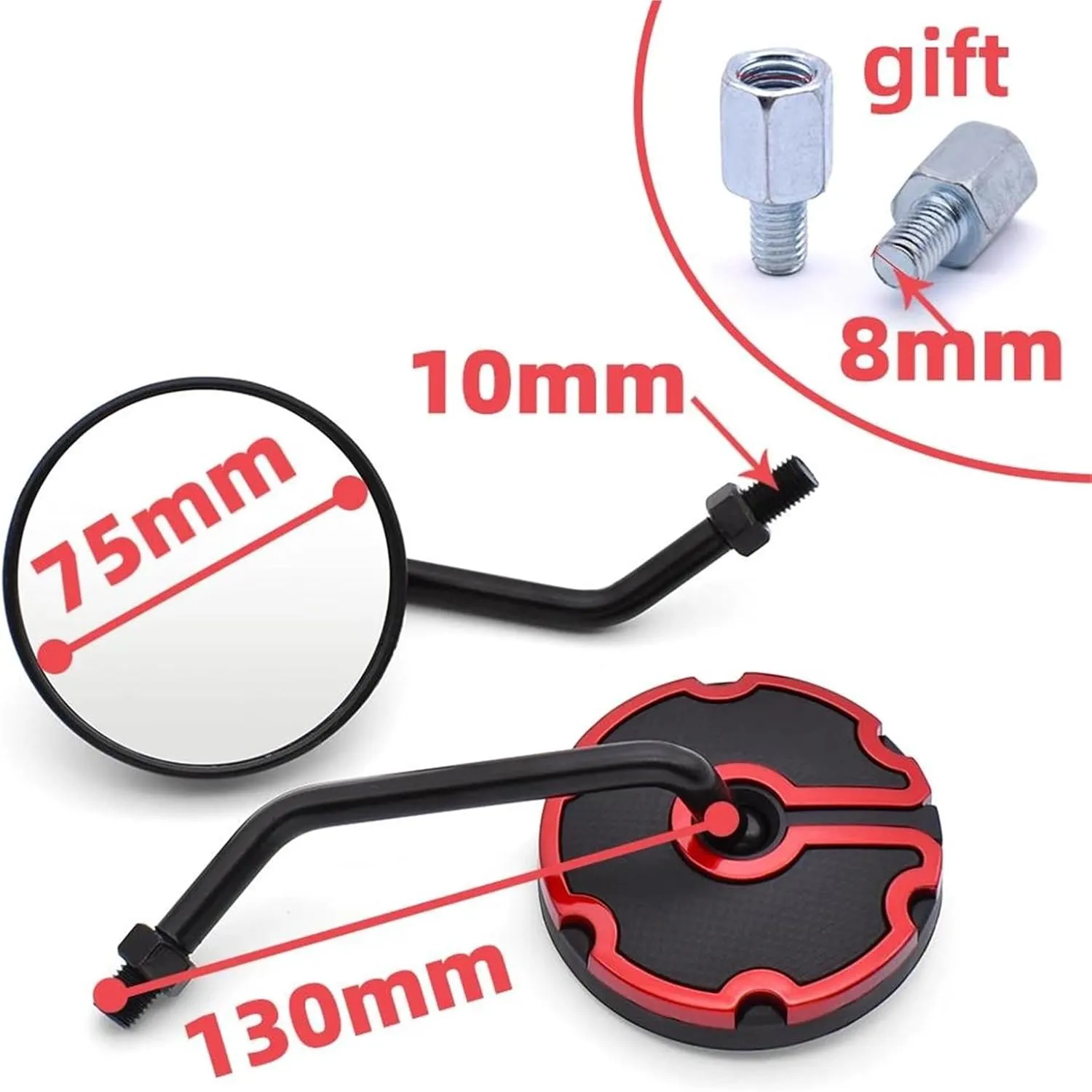 Accessories Universal Motorcycle Accessories Motorcycle Rearview Mirrors 10mm Modified For Yamaha TTR125 TTR250 TTR600 XT250 TRICKER DT230(Black)