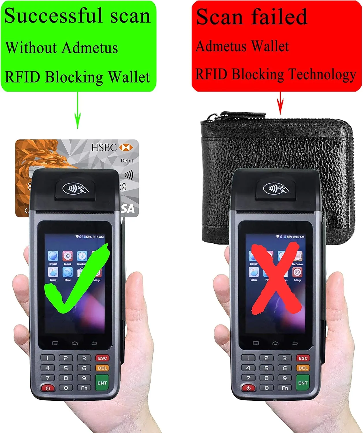 Admetus Mens RFID Blocking Wallets Zipper Leather Wallet for Men Bifold RFID Card Holder