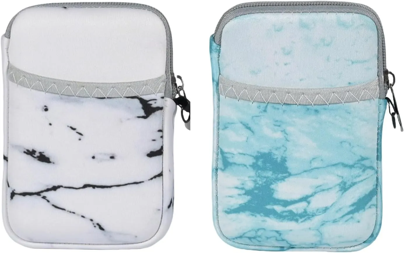 AF-WAN 2.5 Inch External Hard Drive Case,Premium Waterproof & Shockproof Storage Bag for Home,Office & On-the-Go Protection-Dustproof, Perfect for Business Outings(2-Pack) (Black marble&Green marbled)