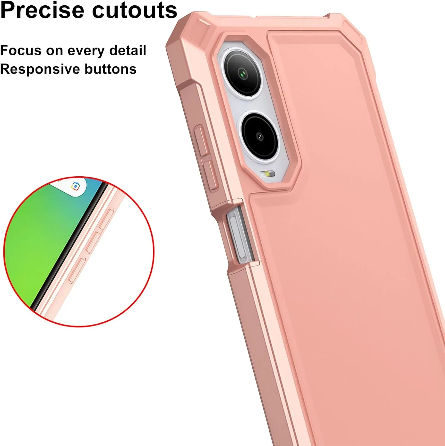 Ailiber for Cricket Icon 6 Phone Case with Screen Protector, ATT Verge Phone Case Dual Layer, Shockproof Corners TPU Bumper, Slim Silicone, Rugged Protective Cell Cover Case-Rose Gold