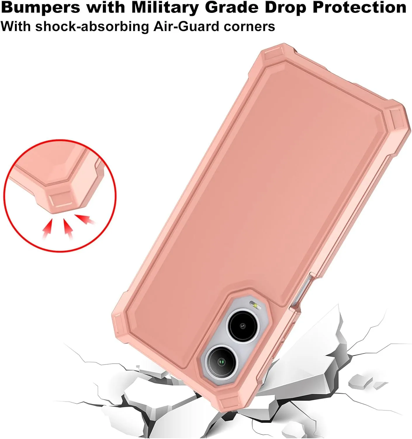 Ailiber for Cricket Icon 6 Phone Case with Screen Protector, ATT Verge Phone Case Dual Layer, Shockproof Corners TPU Bumper, Slim Silicone, Rugged Protective Cell Cover Case-Rose Gold