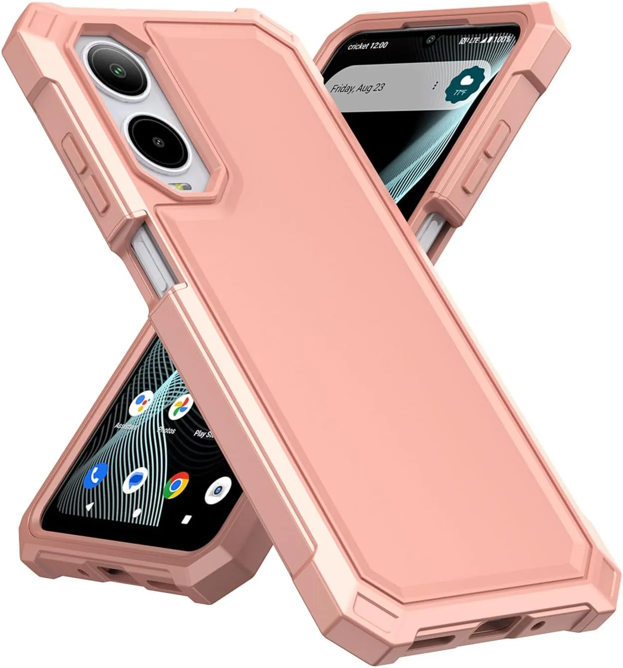 Ailiber for Cricket Icon 6 Phone Case with Screen Protector, ATT Verge Phone Case Dual Layer, Shockproof Corners TPU Bumper, Slim Silicone, Rugged Protective Cell Cover Case-Rose Gold