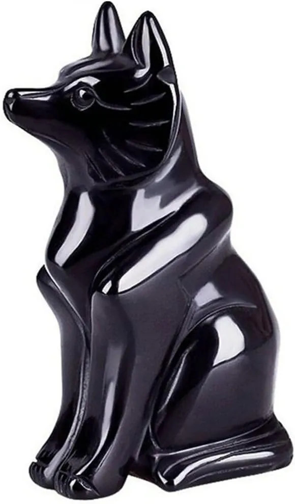 AITELEI Natural Hand Carved Obsidian Rose Quartz Fox Statue Charm Good Luck Grouding Stone Protection for Home Decora