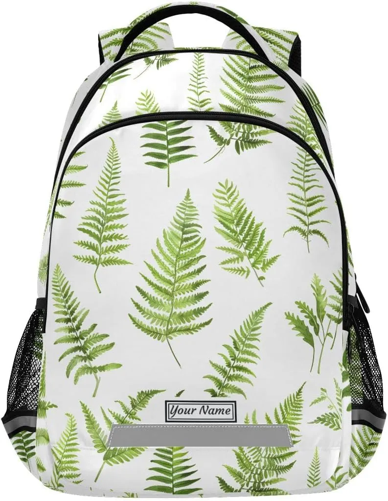ALAZA Personalized Toddler Backpack School Girls Boys Bookbag Kids Bags Fern Pteridophyte Children Student Daypack Travel Teen Name Customized