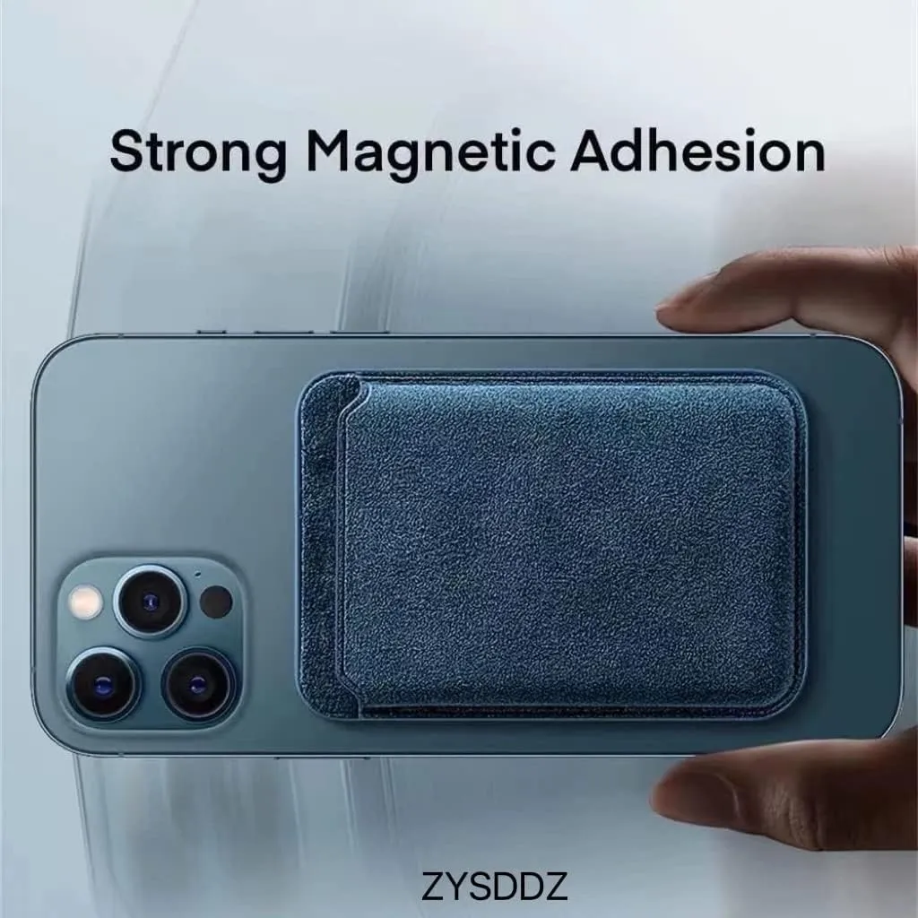 Alcantara Magnetic Phone Cardholder Compatible with iPhone 12/13/14 Series, Card Holder Compatible with MagSafe Magnet (Gray)