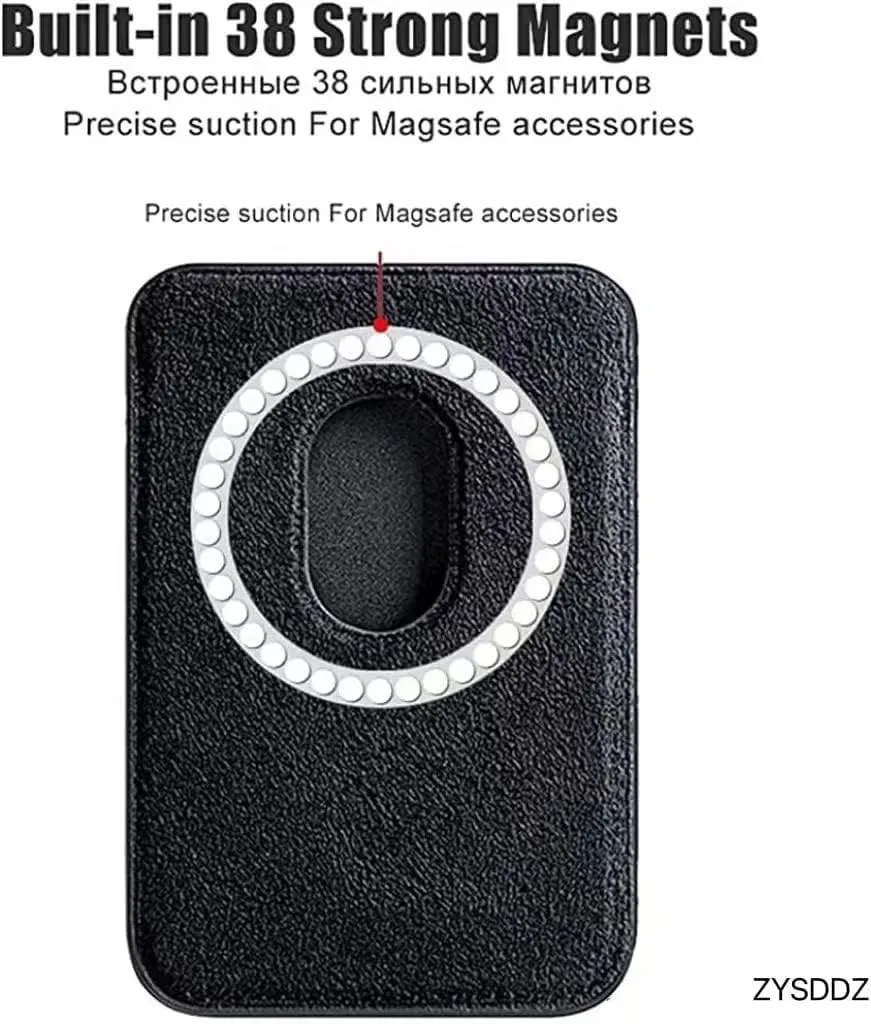 Alcantara Magnetic Phone Cardholder Compatible with iPhone 12/13/14 Series, Card Holder Compatible with MagSafe Magnet (Gray)