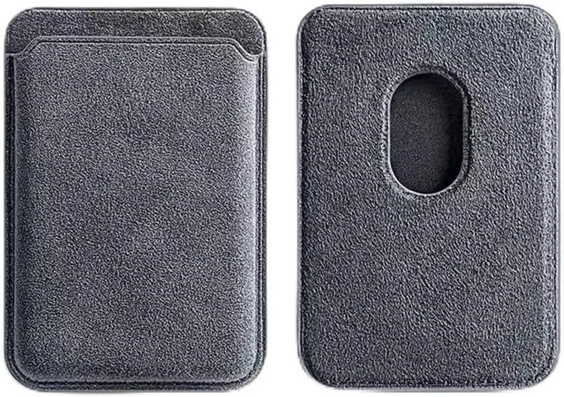 Alcantara Magnetic Phone Cardholder Compatible with iPhone 12/13/14 Series, Card Holder Compatible with MagSafe Magnet (Gray)