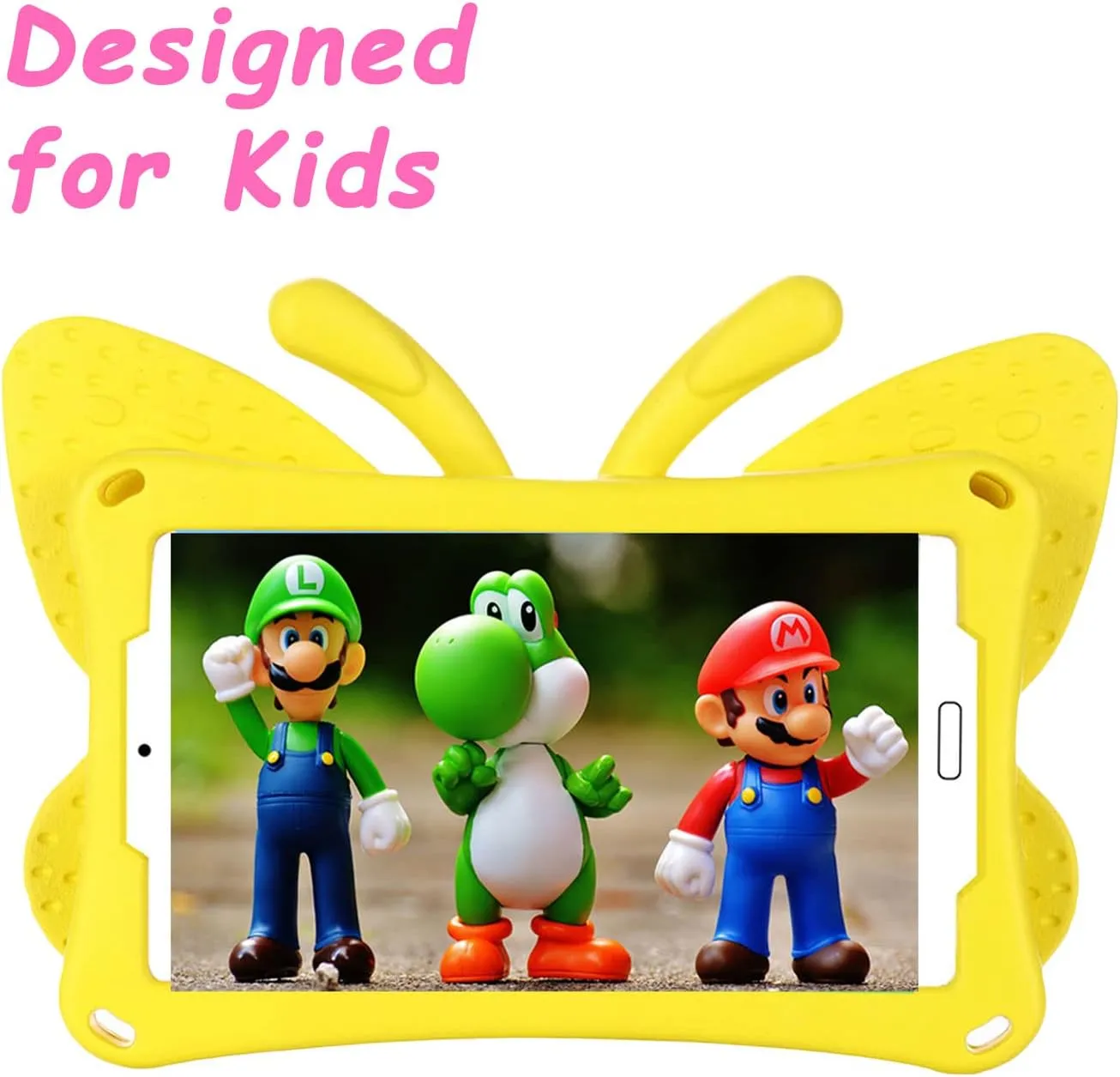 Alcatel Joy Tab 2 Case for Kids, Cute Butterfly Shockproof Light Weight Protective Stand Bumper Cover for Alcatel Joy Tab 2 Tablet 8 inch 2020 (Model: 9032Z) - Yellow