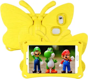 Alcatel Joy Tab 2 Case for Kids, Cute Butterfly Shockproof Light Weight Protective Stand Bumper Cover for Alcatel Joy Tab 2 Tablet 8 inch 2020 (Model: 9032Z) - Yellow