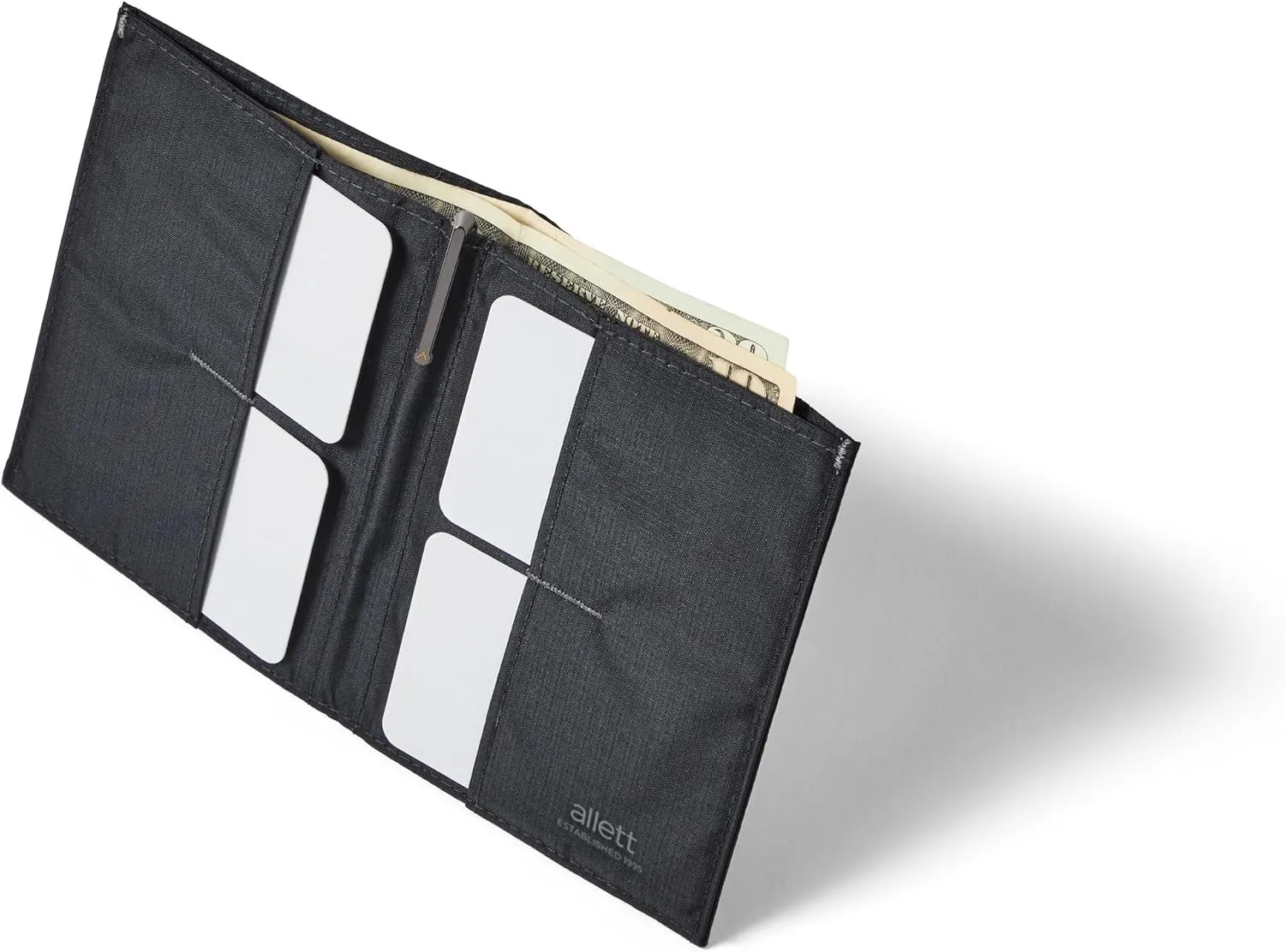 Allett Original Wallet, Jet Black | Nylon, RFID Blocking, Thin Bifold, Minimalistic, Front Pocket | Holds 4-24  Cards, Bills, Receipts | Wallets for Men & Women