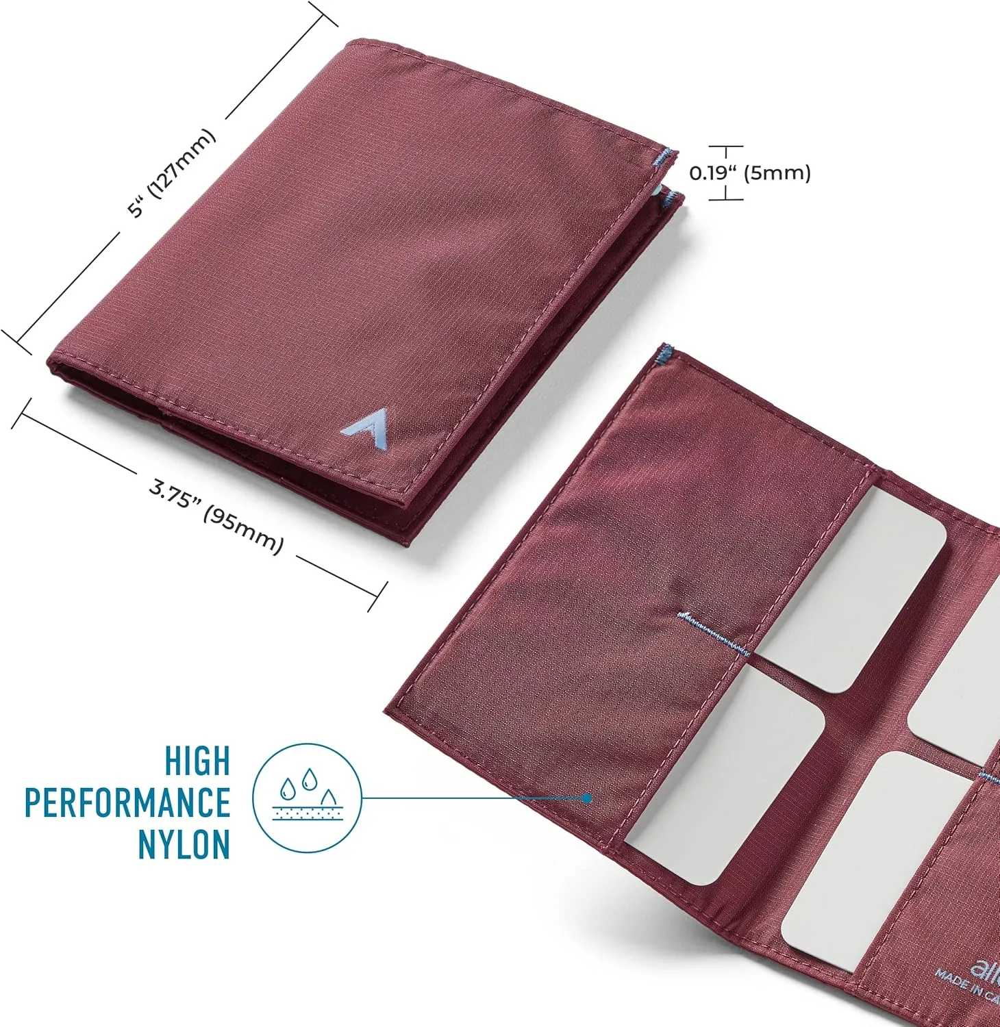 Allett Original Wallet, Mulberry | Nylon, RFID Blocking, Thin Bifold, Minimalistic, Front Pocket | Holds 4-24  Cards, Bills, Receipts | Wallets for Men & Women