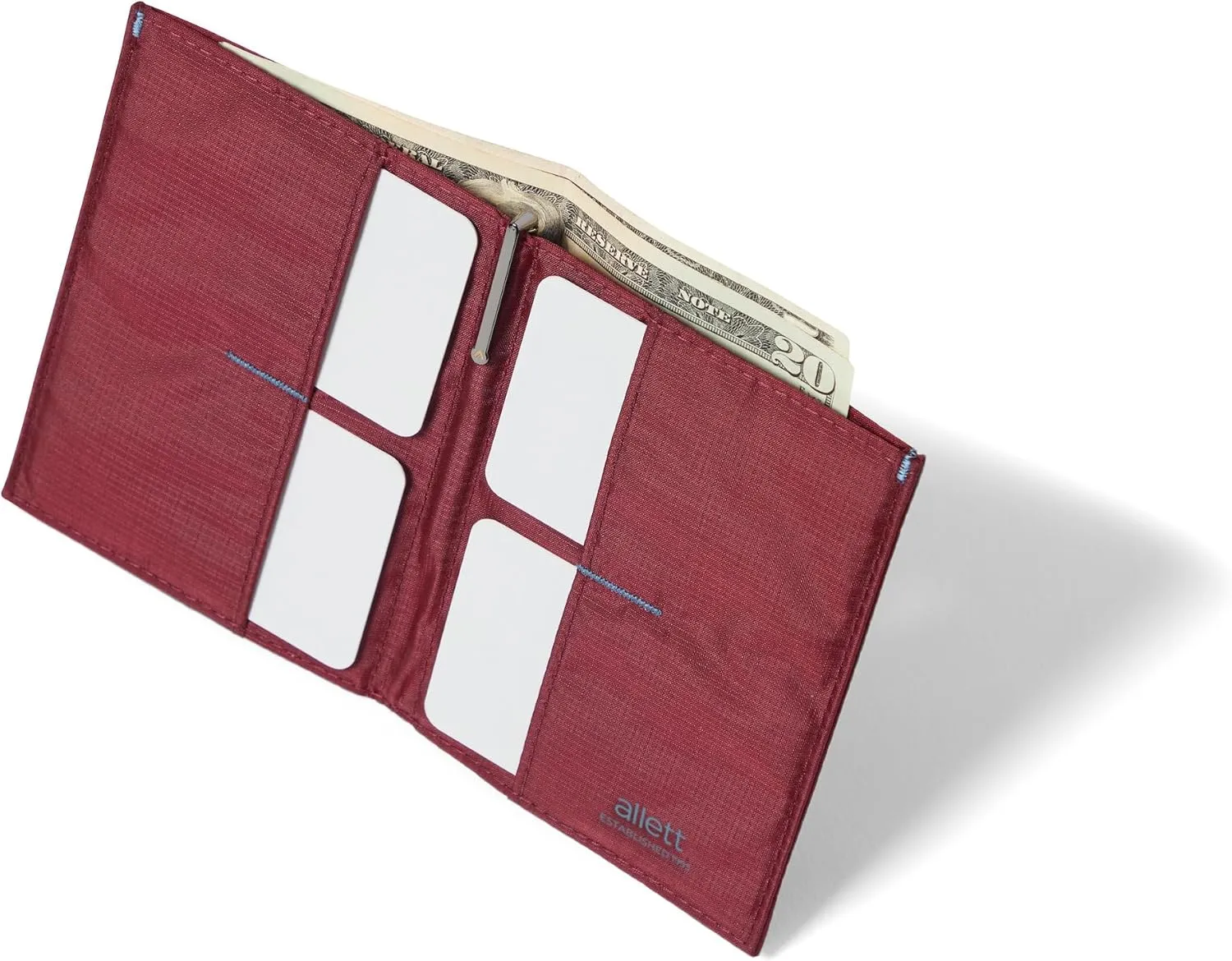 Allett Original Wallet, Mulberry | Nylon, RFID Blocking, Thin Bifold, Minimalistic, Front Pocket | Holds 4-24  Cards, Bills, Receipts | Wallets for Men & Women