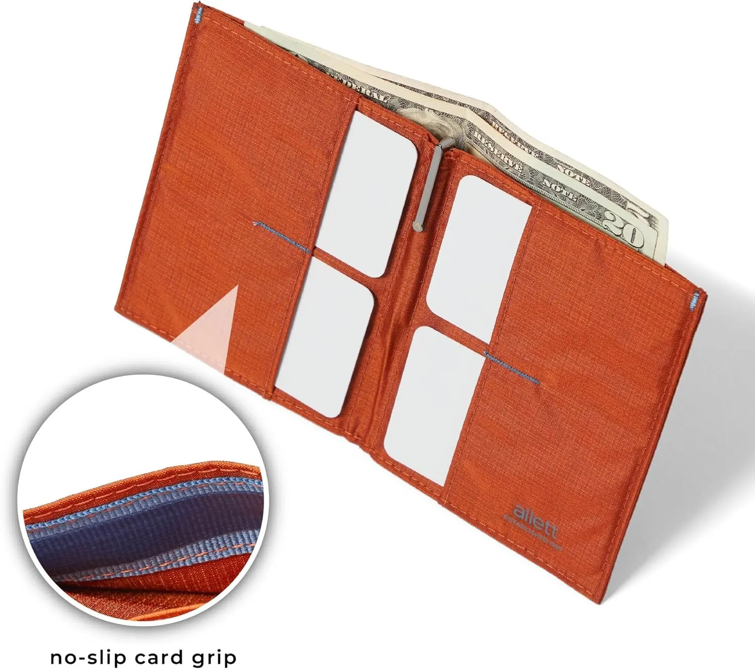 Allett Original Wallet, Potters Clay | Nylon, RFID Blocking, Thin Bifold, Minimalistic, Front Pocket | Holds 4-24  Cards, Bills, Receipts | Wallets for Men & Women