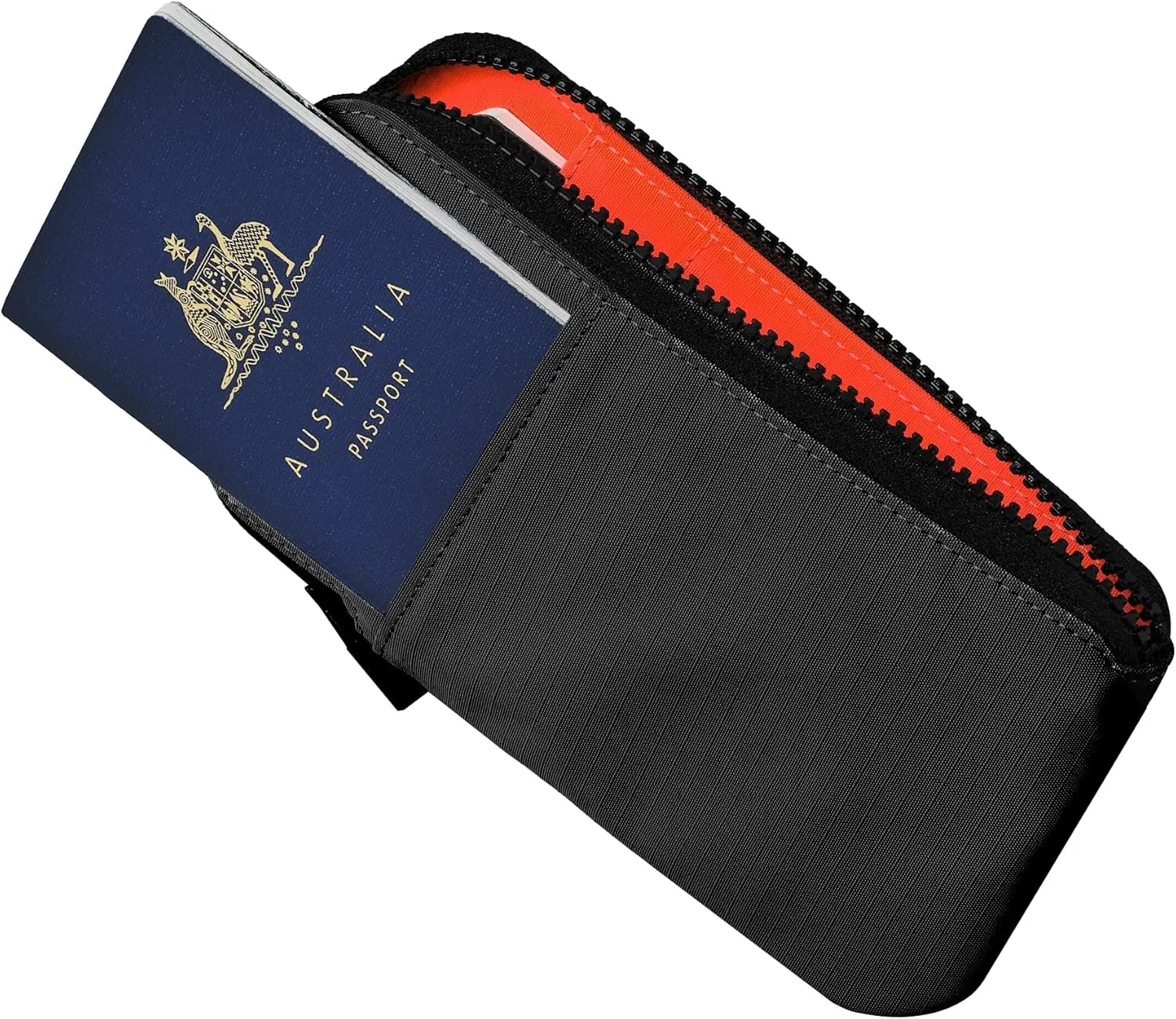 ALPAKA Zip Travel Wallet Black Axoflux 210D - RFID Passport Holder - Self Locking Zipper - Tear Resistant Material - Four Pockets and Two Card Slots - HUB Accessories Compatible