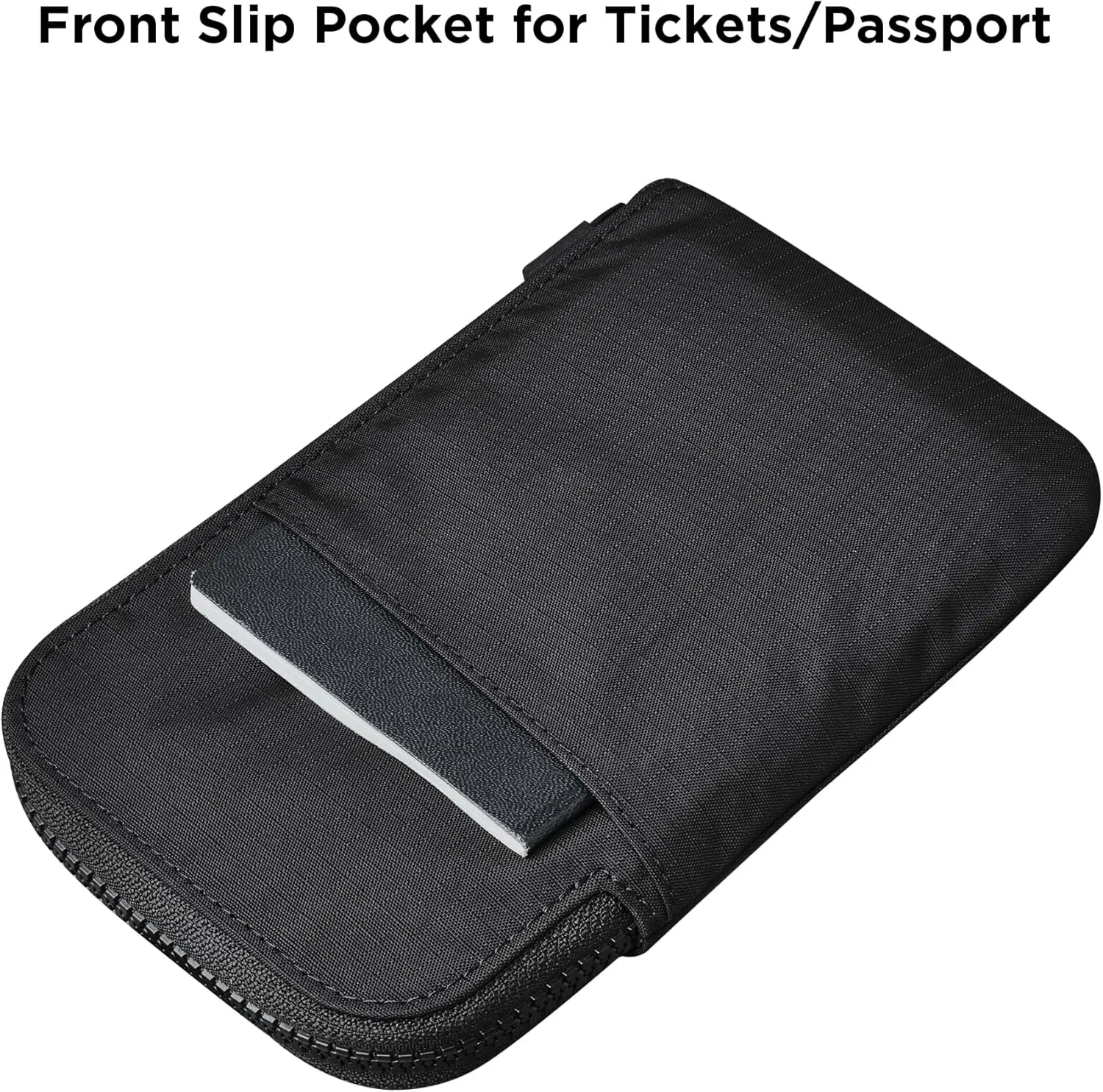 ALPAKA Zip Travel Wallet Black Axoflux 210D - RFID Passport Holder - Self Locking Zipper - Tear Resistant Material - Four Pockets and Two Card Slots - HUB Accessories Compatible
