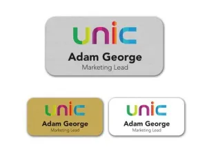 Aluminum Name Tag with Magnetic Backing - Custom Engraving Near Me - Personalized Wearable - Your Logo - Full Color - Corporate Product - Promotional - Custom Made Badge