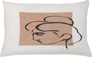 Ambesonne Mid Century Modern Boho Throw Pillow Cushion Cover, Minimalist Outline Lady Silhouette and Rectangle Print, Decorative Rectangle Accent Pillow Case, 26" X 16", Almond Dark Slate Blue