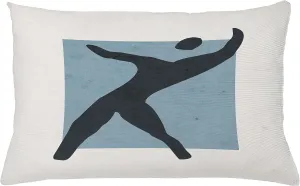 Ambesonne Mid Century Modern Boho Throw Pillow Cushion Cover, Simple Silhouette of Man Freedom Vibe Rectangle Print, Decorative Rectangle Accent Pillow Case, 26" X 16", Blue Grey Charcoal Grey