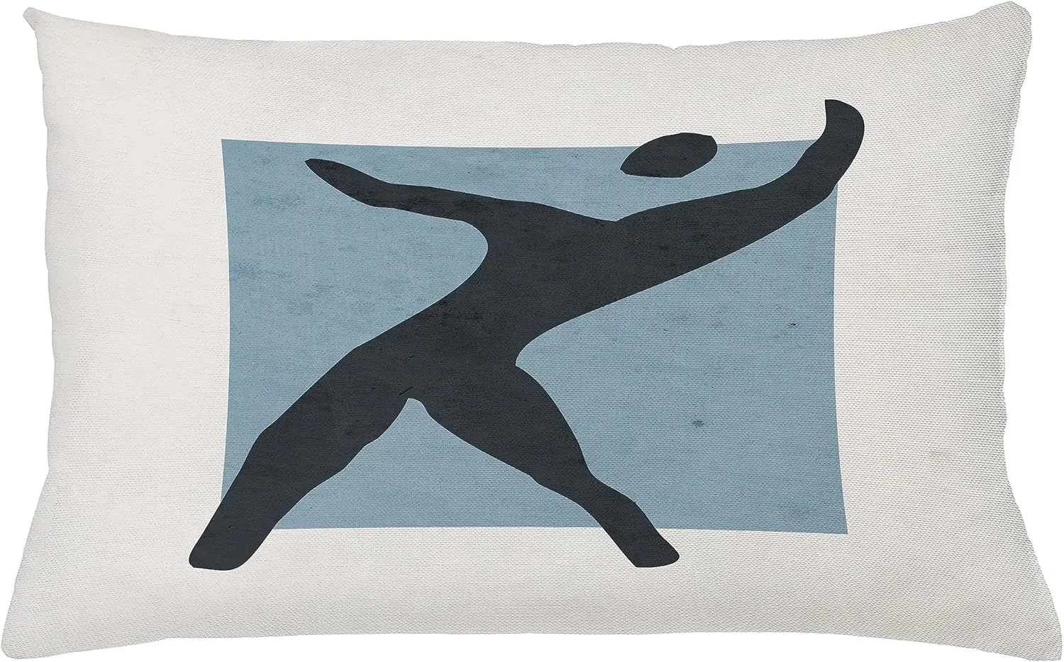 Ambesonne Mid Century Modern Boho Throw Pillow Cushion Cover, Simple Silhouette of Man Freedom Vibe Rectangle Print, Decorative Rectangle Accent Pillow Case, 26" X 16", Blue Grey Charcoal Grey