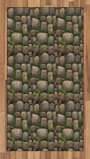 Ambesonne Nature Area Rug, Stones Covered with Moss Rock Formation Forest Peaceful Meditation Theme, Flat Woven Accent Rug for Living Room Bedroom Dining Room, 2' 6" x 5', Dark Taupe Fern Green