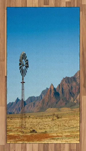 Ambesonne Windmill Area Rug, Flinders Ranges South Australia Mountains Barren Land Summer, Flat Woven Accent Rug for Living Room Bedroom Dining Room, 2' 6" x 5', Earth Yellow and Pale Blue