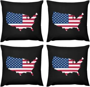 America Flag Map Plush Pillow Cases Soft Pillow Covers Smooth Cushion Covers for Sofa Bed Set of 4 16 "x16