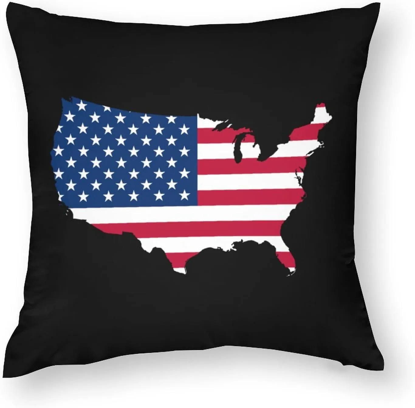 America Flag Map Polyester Pillow Cases Soft Pillow Covers Smooth Cushion Covers for Sofa Bed Set of 4