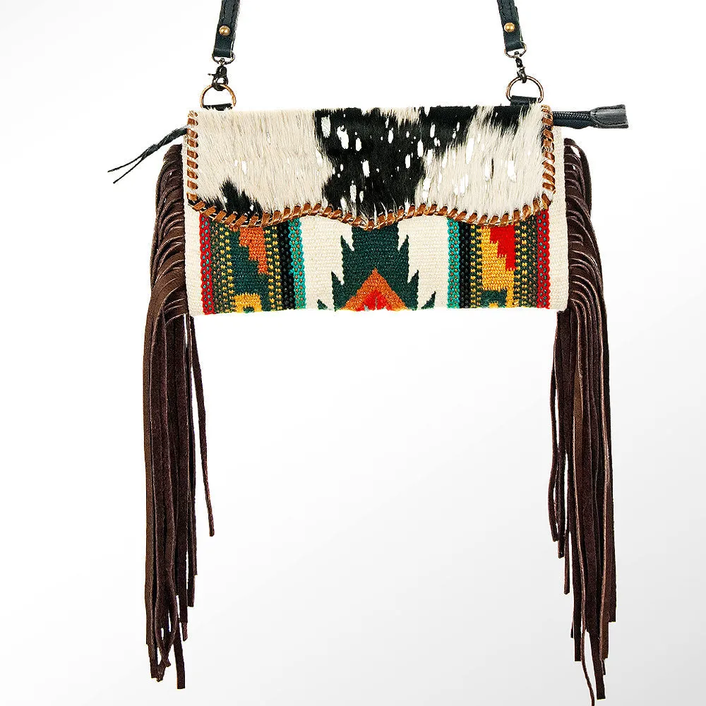 American Darling ADBG344D-ACSL Cross Body Saddle Blanket Hair On Genuine Leather Women Bag Western Handbag Purse