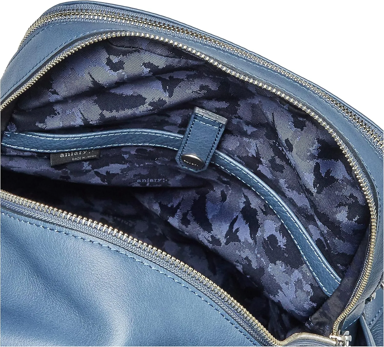 Aniari Backpack, Shrunken Leather, Navy Gray
