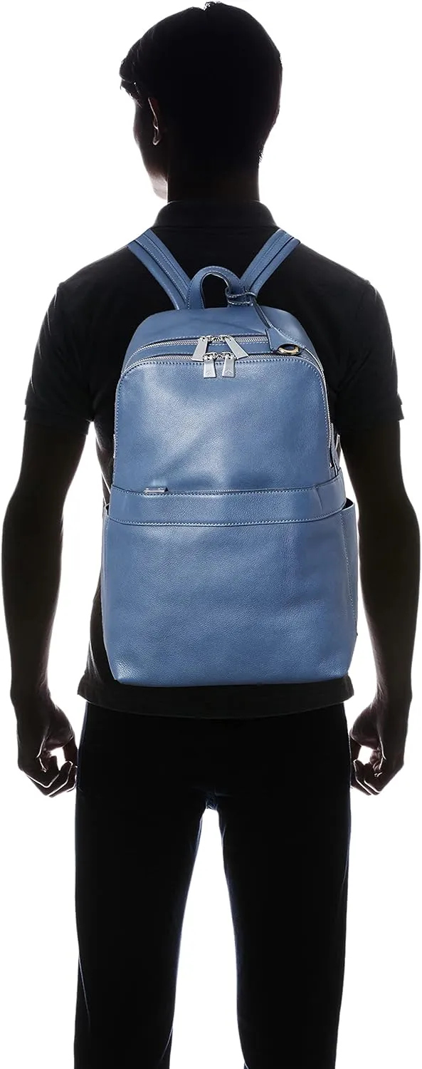 Aniari Backpack, Shrunken Leather, Navy Gray