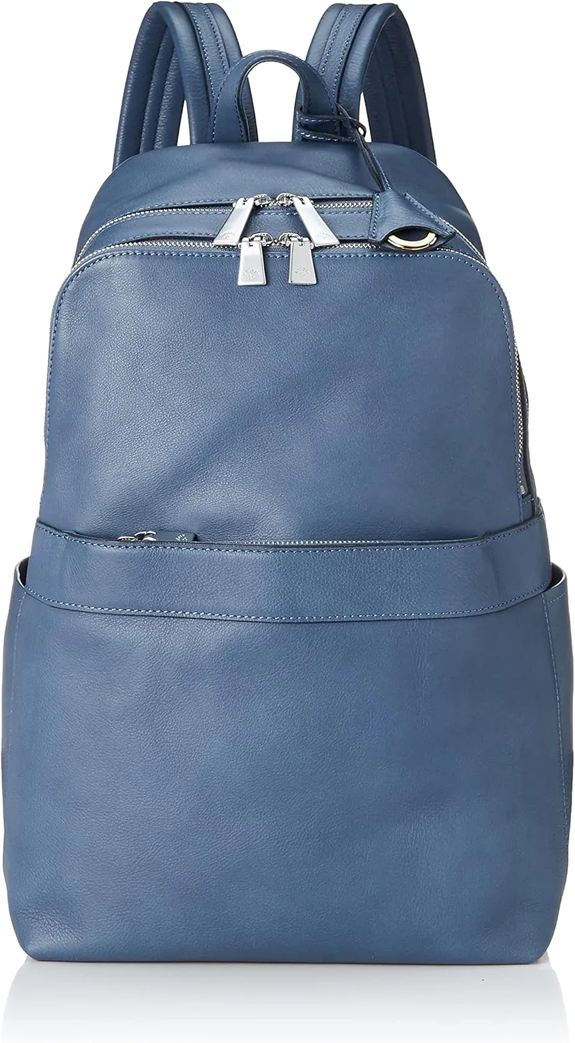 Aniari Backpack, Shrunken Leather, Navy Gray