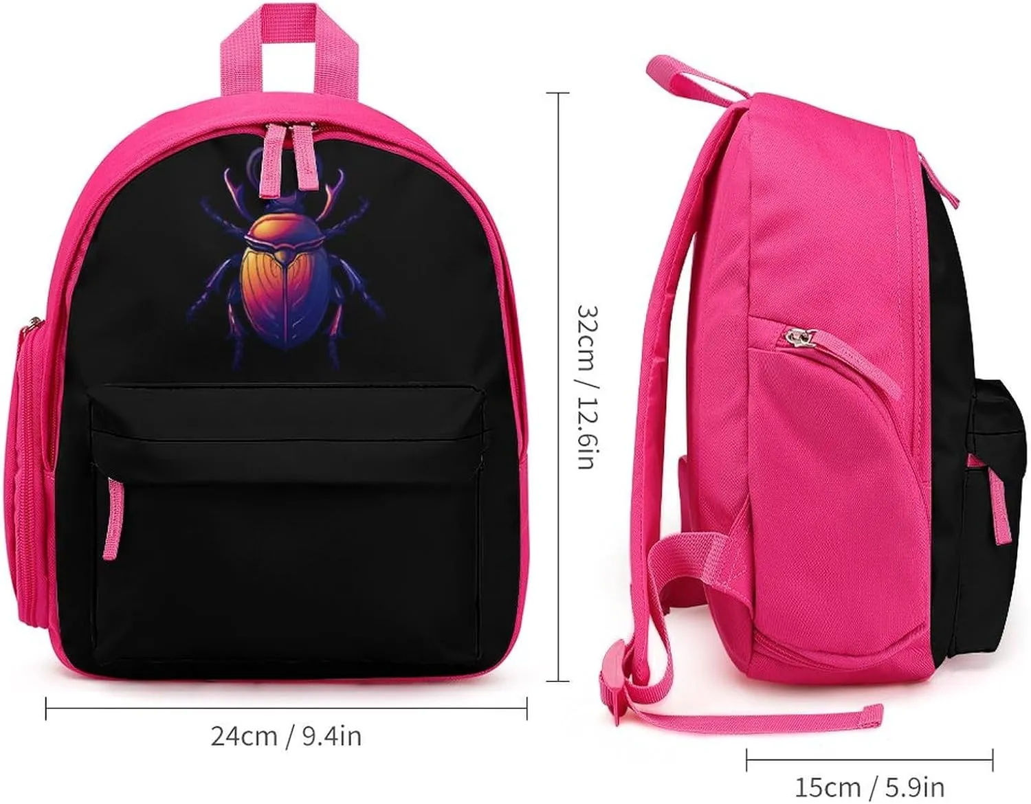 Animal Beetle Insect Occult Bug Laptop Backpack 12.6 Inch Lightweight Travel Daypack Bookbag Pink-style