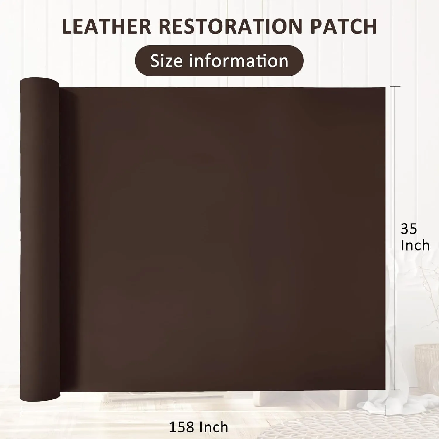 AOOTOOLINK Leather Repair Patch 35X158 Inch Self Adhesive Leather Repair, Large Leather Repair Tape for Couches, Furniture, Car Seats, Cabinets, Sofa, Handbags (Coffee, 35X158 Inch)