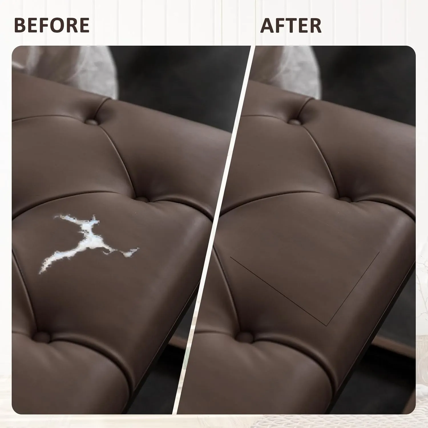 AOOTOOLINK Leather Repair Patch 35X158 Inch Self Adhesive Leather Repair, Large Leather Repair Tape for Couches, Furniture, Car Seats, Cabinets, Sofa, Handbags (Coffee, 35X158 Inch)