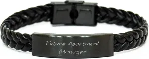 Apartment Manager Gifts Interlaced Leather Bracelet for Birthday, Future Apartment Manager Quote, Inspiring Message, Gift from Family, Coworkers, Friends, Unique