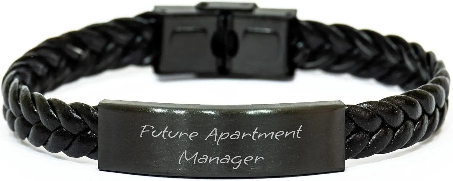 Apartment Manager Gifts Interlaced Leather Bracelet for Birthday, Future Apartment Manager Quote, Inspiring Message, Gift from Family, Coworkers, Friends, Unique