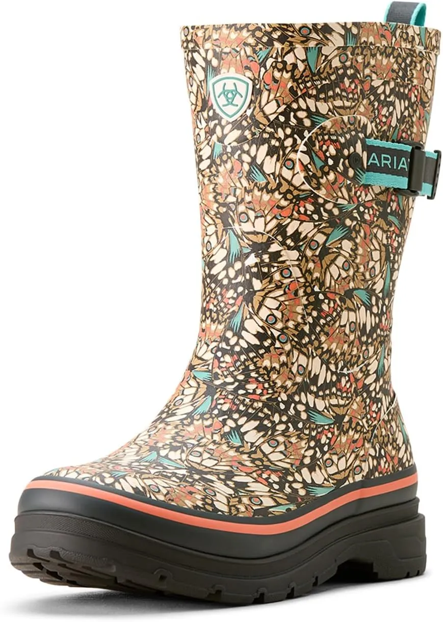 ARIAT Womens Kelmarsh Mid Graphic Rain Casual Boots Mid Calf Low Heel 1-2" - Grey