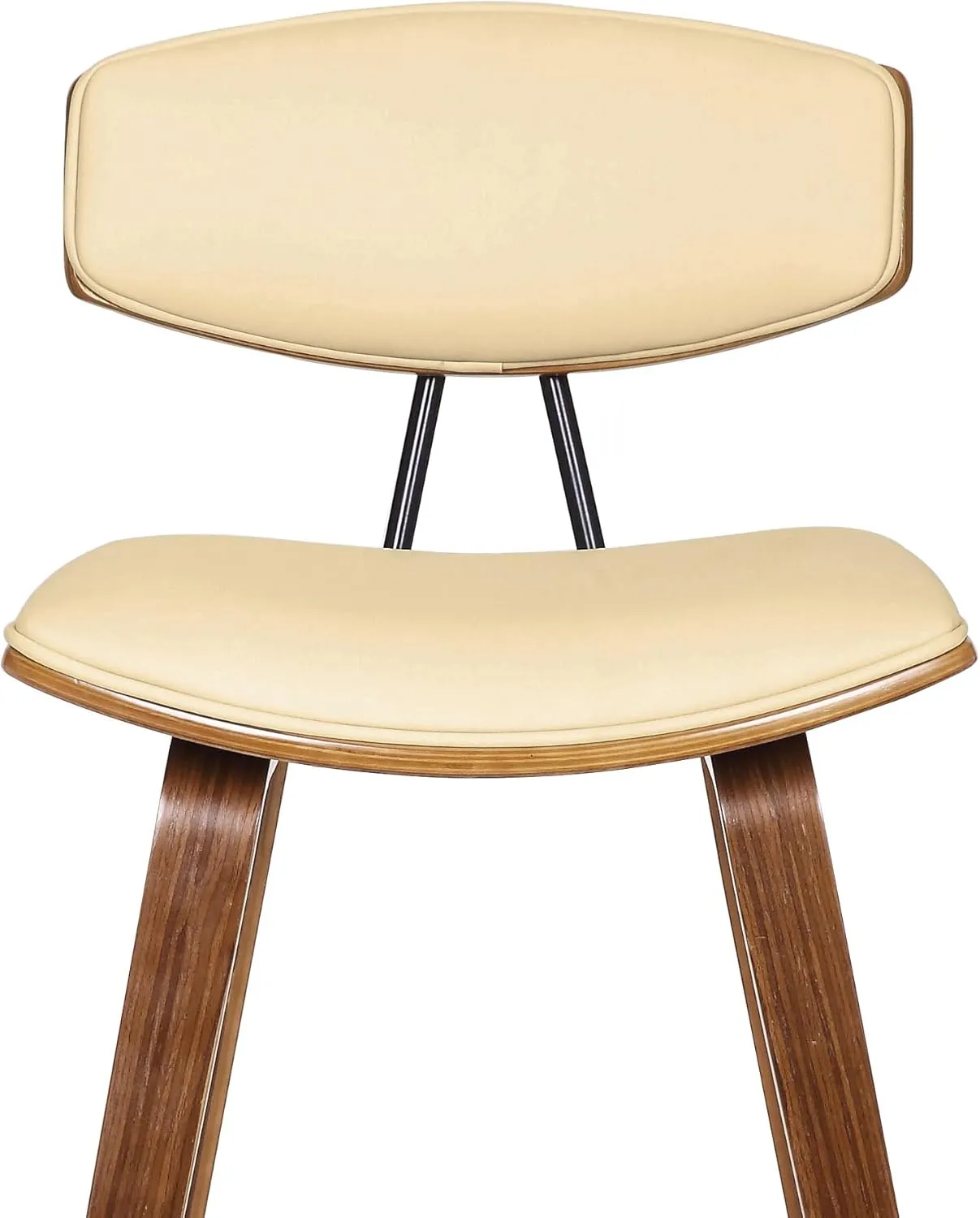 Armen Living Fox 25.5" Seat Height Cream Faux Leather and Walnut Wood Mid-Century Modern Bar Stool