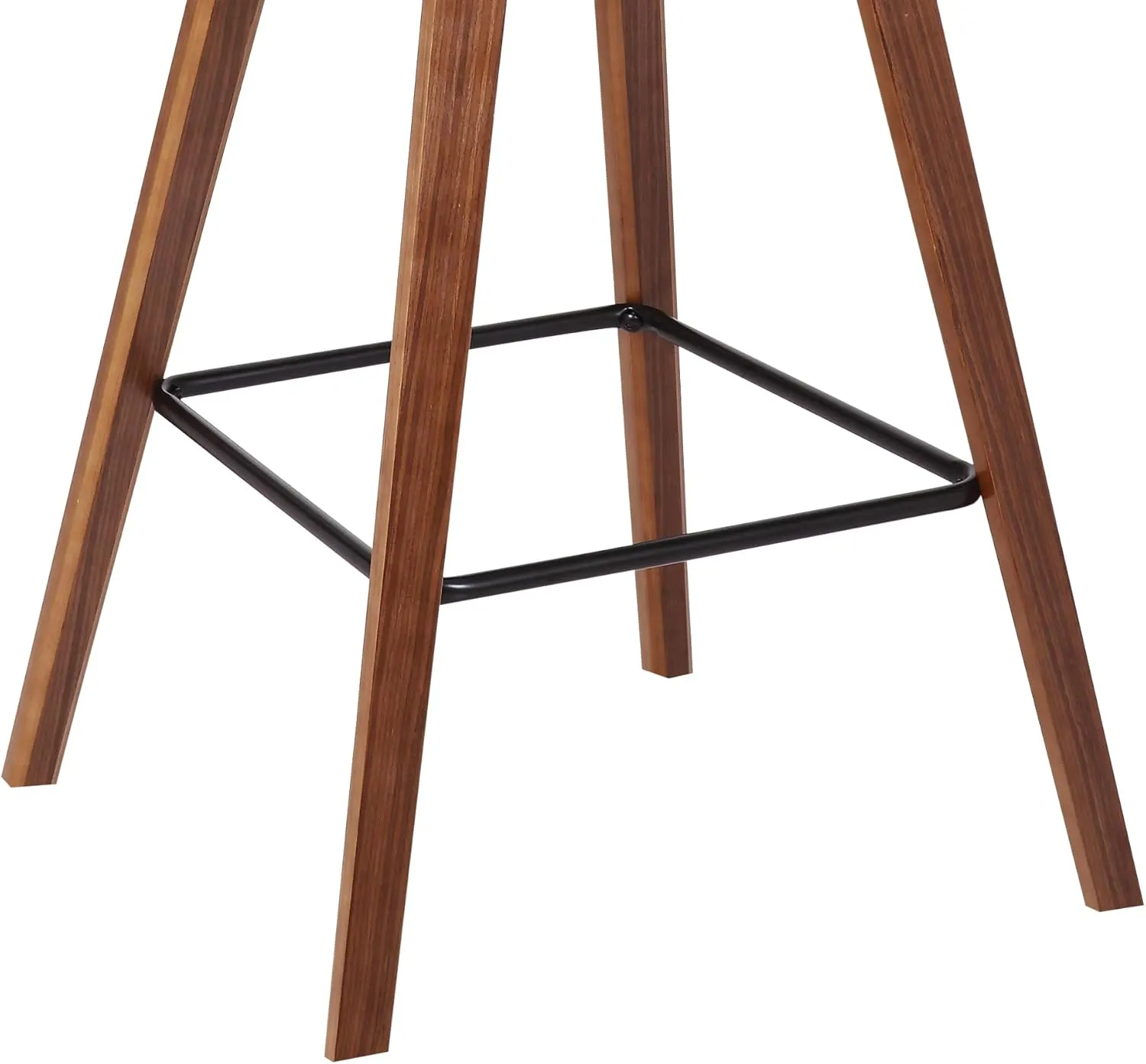 Armen Living Fox 25.5" Seat Height Cream Faux Leather and Walnut Wood Mid-Century Modern Bar Stool