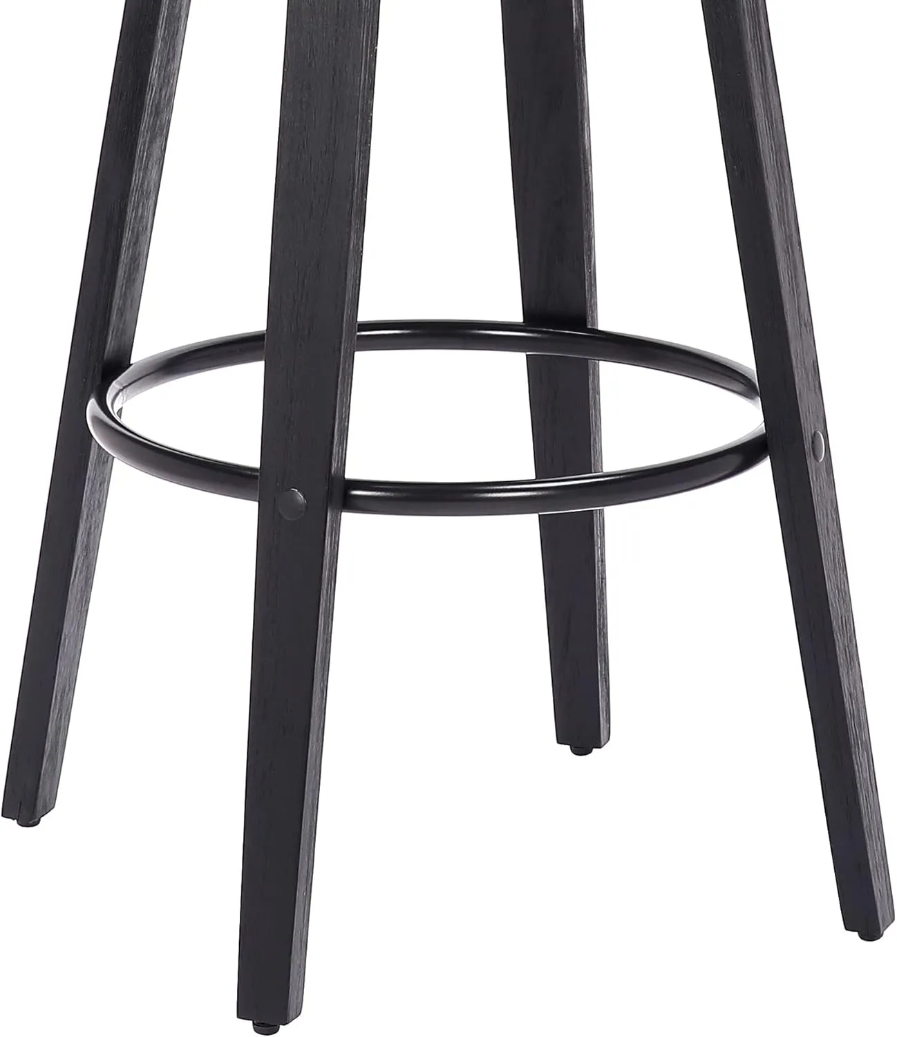 Armen Living Harbor Mid Century Modern 26" Seat Height Backless Swivel Gray Faux Leather and Black Wood Bar Stool for Kitchen Island Counter