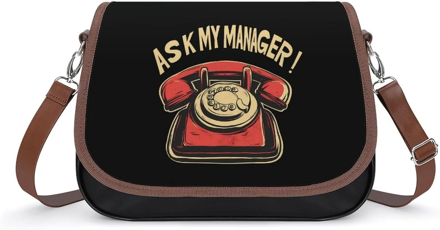 Ask My Manager Fashion Crossbody Bags Purses for Women Funny Printing Shoulder Handbags Bag