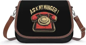 Ask My Manager Fashion Crossbody Bags Purses for Women Funny Printing Shoulder Handbags Bag