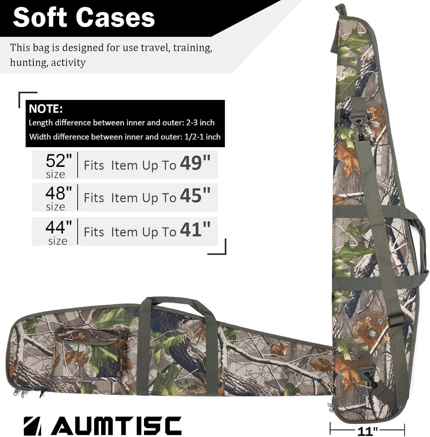AUMTISC Soft Rifle Gun Case, 41/45/49 Inch Shotgun Carrying Bag for Scoped Rifles with Adjustable Shoulder Sling