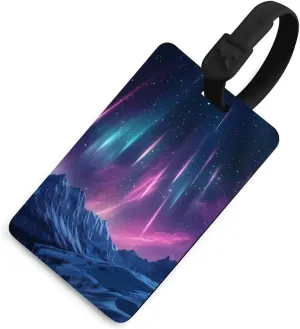 Aurora and Meteor Shower Luggage Tag for Suitcase Travel Baggage Tag Labels for Women Men Black-Style