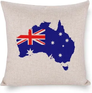 Australia Flag Map Cotton and Linen Pillow Case Pattern Print Pillow Cover Zippered Cushion Covers for Sofa Bed 16"x16"