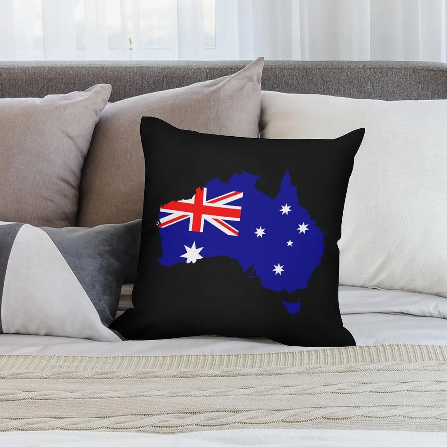 Australia Flag Map Plush Pillow Cases Soft Pillow Covers Smooth Cushion Covers for Sofa Bed Set of 4 16 "x16