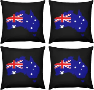 Australia Flag Map Plush Pillow Cases Soft Pillow Covers Smooth Cushion Covers for Sofa Bed Set of 4 16 "x16