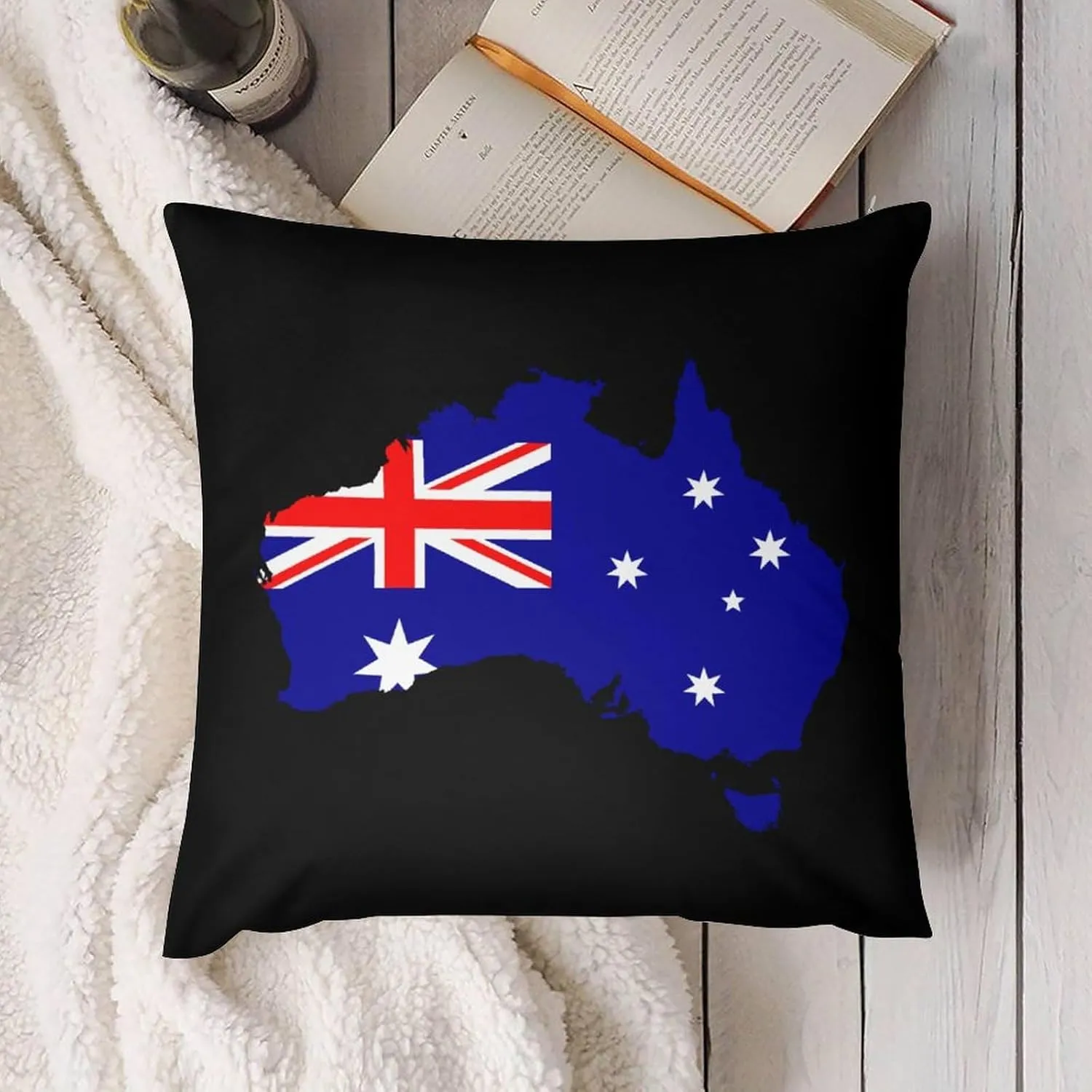 Australia Flag Map Plush Pillow Cases Soft Pillow Covers Smooth Cushion Covers for Sofa Bed Set of 4 16 "x16